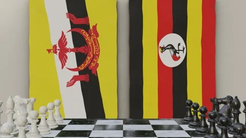Brunei vs Uganda  at the chessboard. Stock Footage 257965169