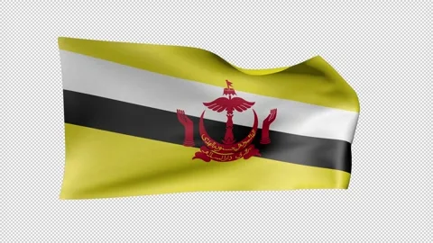 Brunei Waving Flag Transparent Alpha Stock Footage 274064484