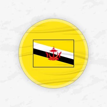 Bruneian Flag in a Circular Emblem Design, Abstract Round Sticker Illustratio Illustration