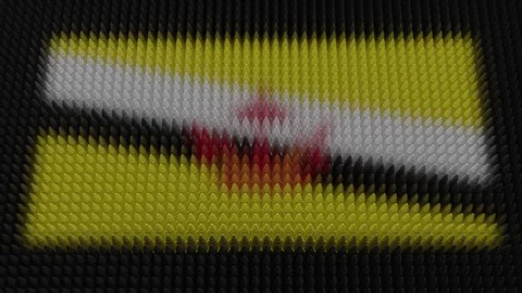 Bruneian Flag Light Shining on Scrolling Bullets Stock Footage 285780056
