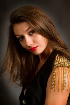 Brunette in beautiful clothes Stock Photos