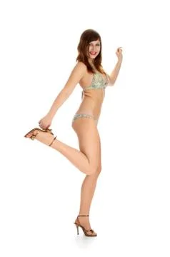 Brunette in bikini Stock Photos