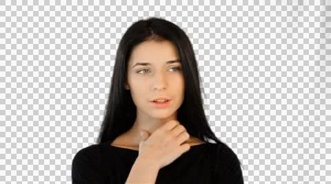 Brunette in black thinks Stock Footage 53215331