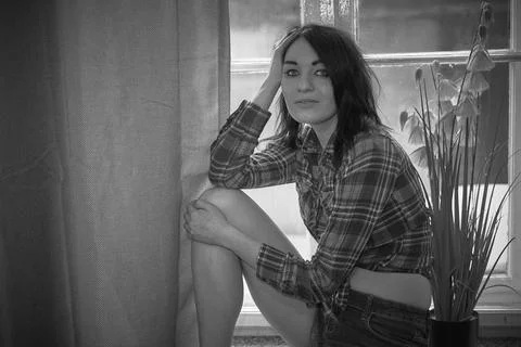 Brunette in the kitchen Stock Photos
