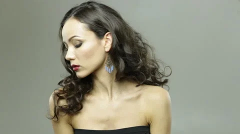 Brunette lady flirting Stock Footage 62937828