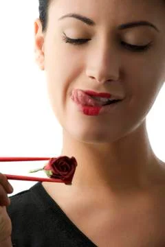 Brunette making face Stock Photos