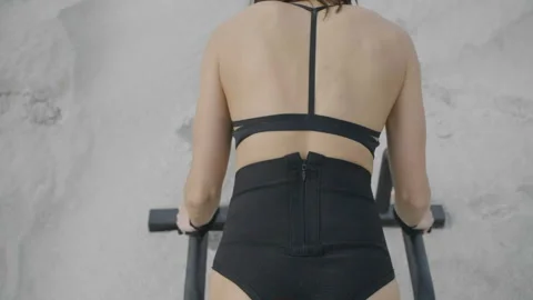 Brunette is making push ups Stock Footage 91155907