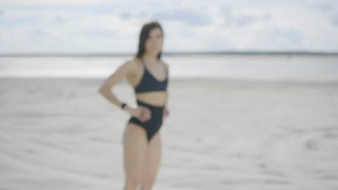 Brunette is making warming up Video stock 91155019