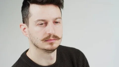 Brunette man with mustache Stock Footage 99745862