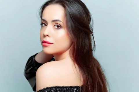 Brunette model with light makeup Stock Photos