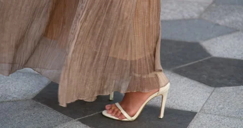 Brunette model posing sunset sky background portrait. Smiling face of girl Stock-Footage 295275913