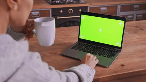 Brunette using computer in apartment Stock Footage 228597917