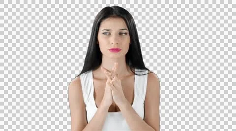 Brunette in white, is looking for a solution to the problem Stock Footage 53215288