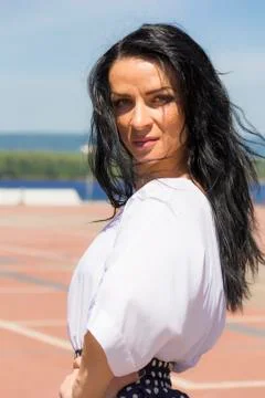 Brunette in white Stock Photos