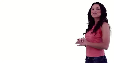 Brunette woman making a presentation using a virtual slideshow Video stock 10845868