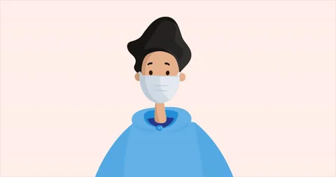 Brunette Young Man Wearing Protective Mask. Covid-19 quarantine concept. 動画素材 172006096