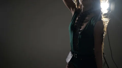 Brunette's face in dance Stock Footage 105393491