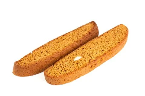 Bruscetta bread sliced on a white background Stock Photos