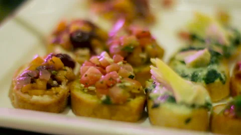 Bruschetta Appetizer Plate Stock Footage 57395633