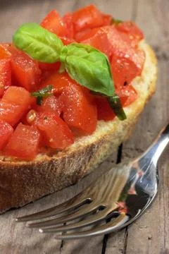 Bruschetta with basil Stock Photos