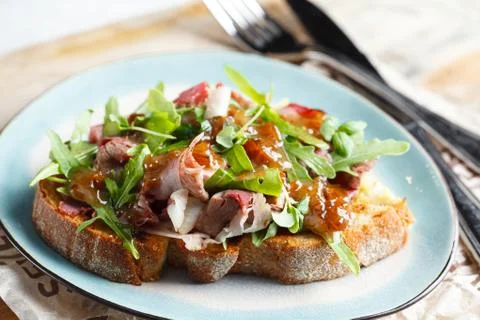 Bruschetta with beef Stock Photos