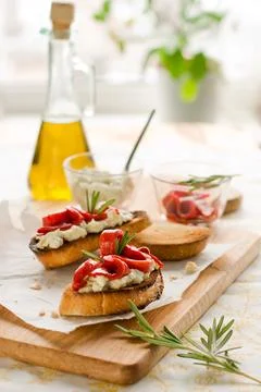 Bruschetta with bell pepper 库存照片