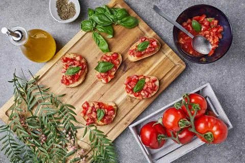 The bruschetta, Bread, tomato, basil3 写真素材