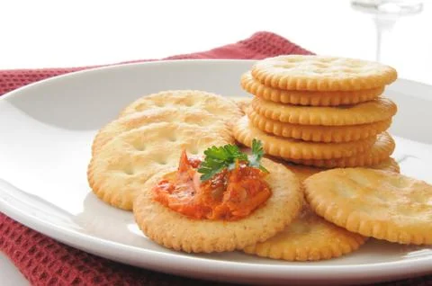 Bruschetta on crackers Stock Photos