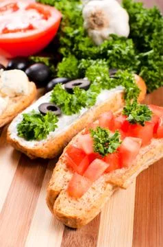 Bruschetta pair Stock Photos