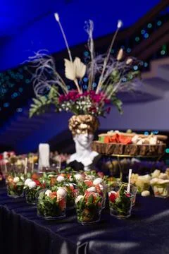 Bruschetta in a plastic cup for the event Stock Photos