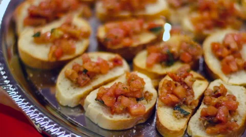Bruschetta On Plate Stock Footage 58504988