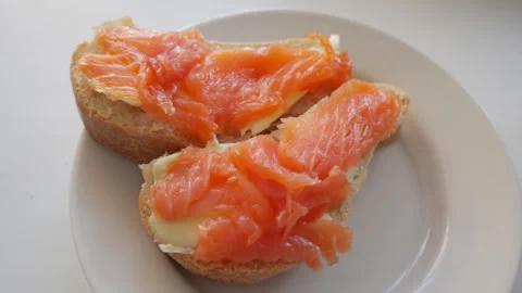 Bruschetta with red fish Stock-Footage 151395486