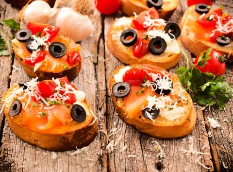 Bruschetta snack Stock Photos