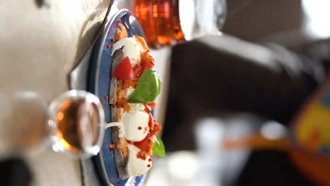 Bruschetta with tea Stock Footage 128127941