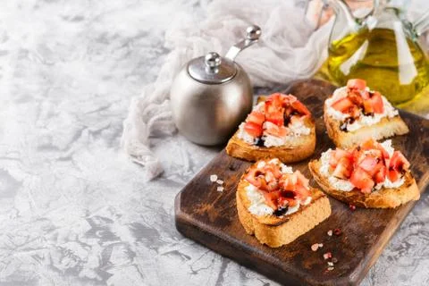 Bruschetta with tomatoes Stock Photos