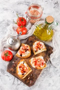 Bruschetta with tomatoes Stock Photos