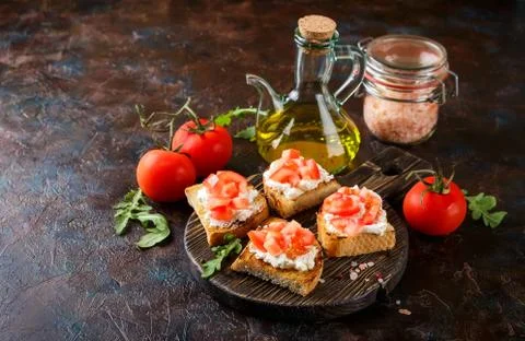 Bruschetta with tomatoes Stock Photos