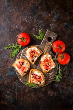 Bruschetta with tomatoes Stock Photos