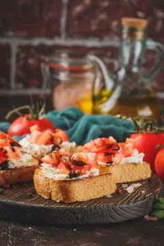 Bruschetta with tomatoes Stock Photos