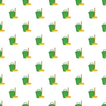 Brush and bucket pattern, cartoon style Illustrazione stock