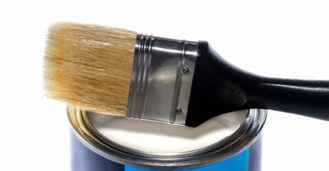 Brush and paint can Stock Photos