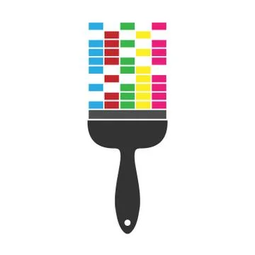 Brush and paint. Flat-style icon for a website or app, logo, or logo Stock Illustration