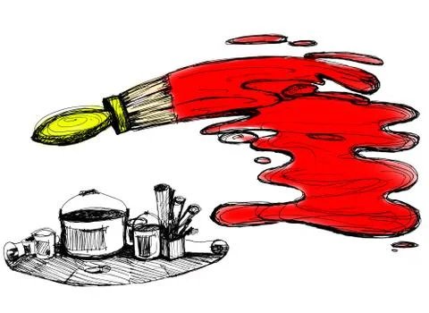 Brush and paint Stock Illustration