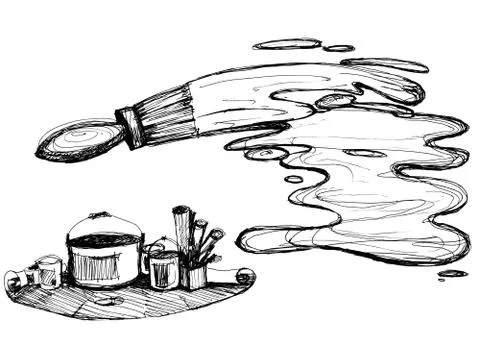 Brush and paint Stock Illustration