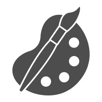 Brush and palette solid icon, Back to school concept, Paints sign on white Stock Illustration