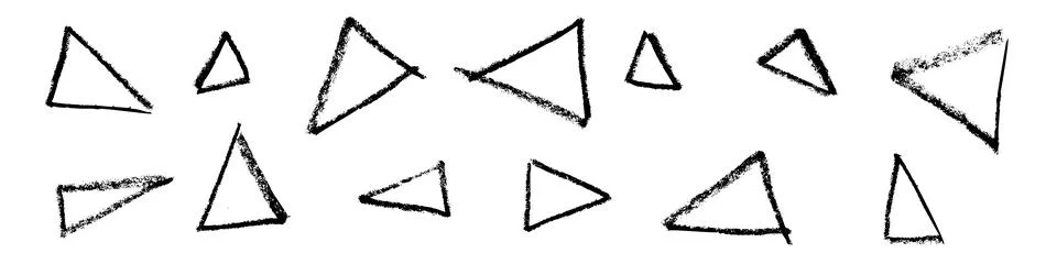 Brush and triangle creating paint strokes and curves, bold line drawings. Gru Stock Illustration