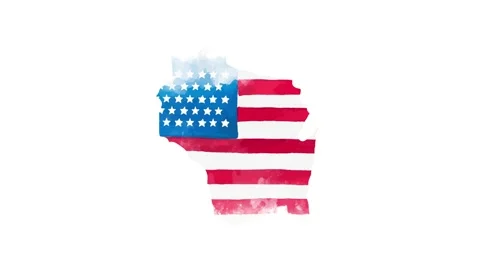 Brush animated map showing the state of Wisconsin from the united state of Stock Footage 150768432