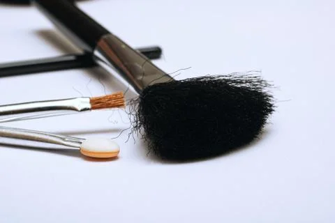 Brush for applying blush close up, makeup accessories Stock Photos