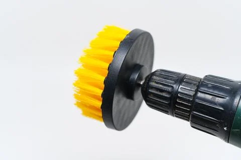 Brush attachment for drill enables versatile cleaning Stock Photos
