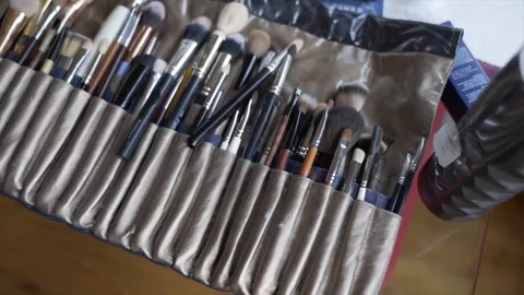 Brush background A makeup brush is a tool with bristles used for the application Stock Footage 82468536